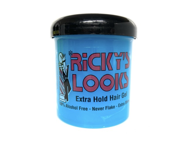 Ricky's Looks Extra Hold Styling Hair Gel for curly, Frizzy, Straight, Wavy & Fine Hair- Flake Free, Strong Hold and Shine- For All Hair Types -Men & Women 16 oz