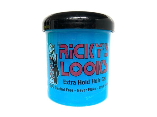 Ricky's Looks Extra Hold Styling Hair Gel for curly, Frizzy, Straight, Wavy & Fine Hair- Flake Free, Strong Hold and Shine- For All Hair Types -Men & Women 16 oz